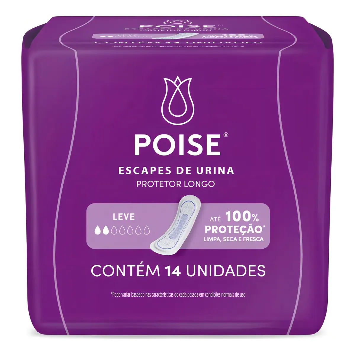 Poise Protetor Longo Diário para Escapes de Urina 14 Unidades