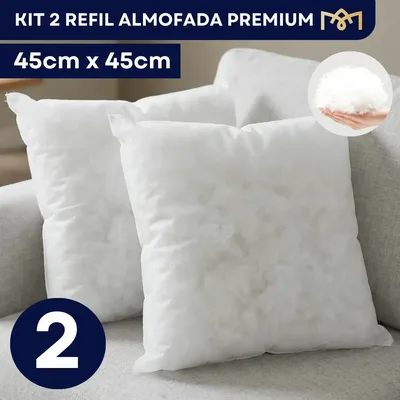 Kit 2 Enchimentos Almofada 45x45 Fibra Siliconada Hipoalergênica Macia Super Resistente Premium