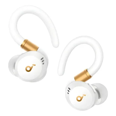 Fone De Ouvido Sem Fio Para Treinos soundcore Sport X20 ANC Cancelamento De Ruído Ativo Bluetooth 5.3 Multiponto Ganchos Ajustáveis Graves Potentes Bateria 48H IP68 Resistente Suor e Poeira Cor Branco