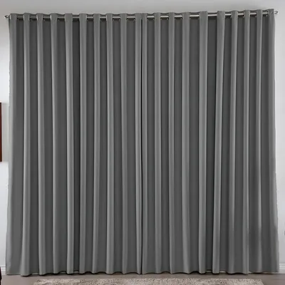 Cortina 2,00x1,80 Metros Blackout Blecaute Cinza Corta Luz Em Tecido Grosso Para Quarto E Sala Texfine