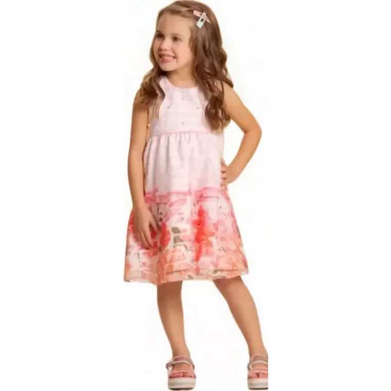 Vestido Infantil Festa Floral E Perolas Milli&nina
