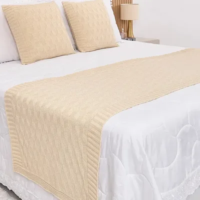 Peseira Manta Trico Cama Casal Efeito 3d