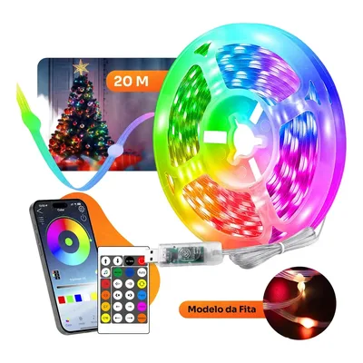 Fita De Led Com Controle Rgb 20m A Prova D'água E Aplicativo Tensão De Operação - Smart Tools