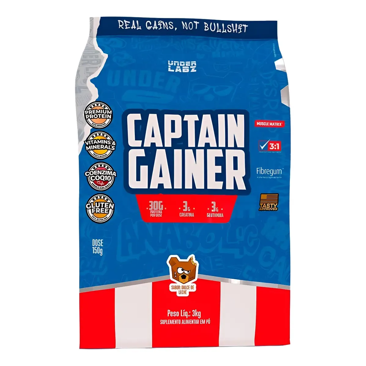 Hipercalórico Captain Gainer Under Labz 3kg Creatina Coq10
