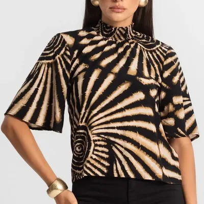 Blusa Manga Flutuante De Viscose Endless Preto