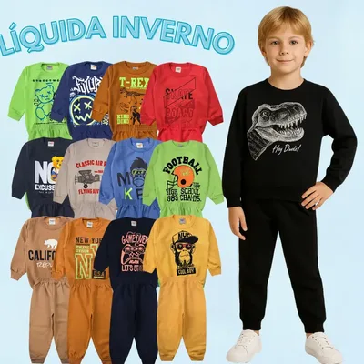 Kit 6 Peças Moletom Masculino 3 Conjunto Inverno Infantil