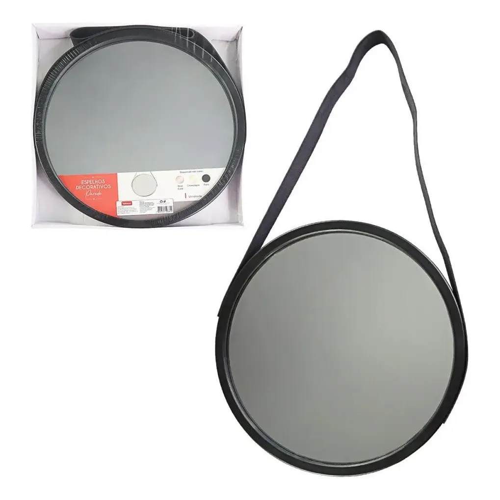 Espelho Decorativo Pequeno Redondo 45cm Preto