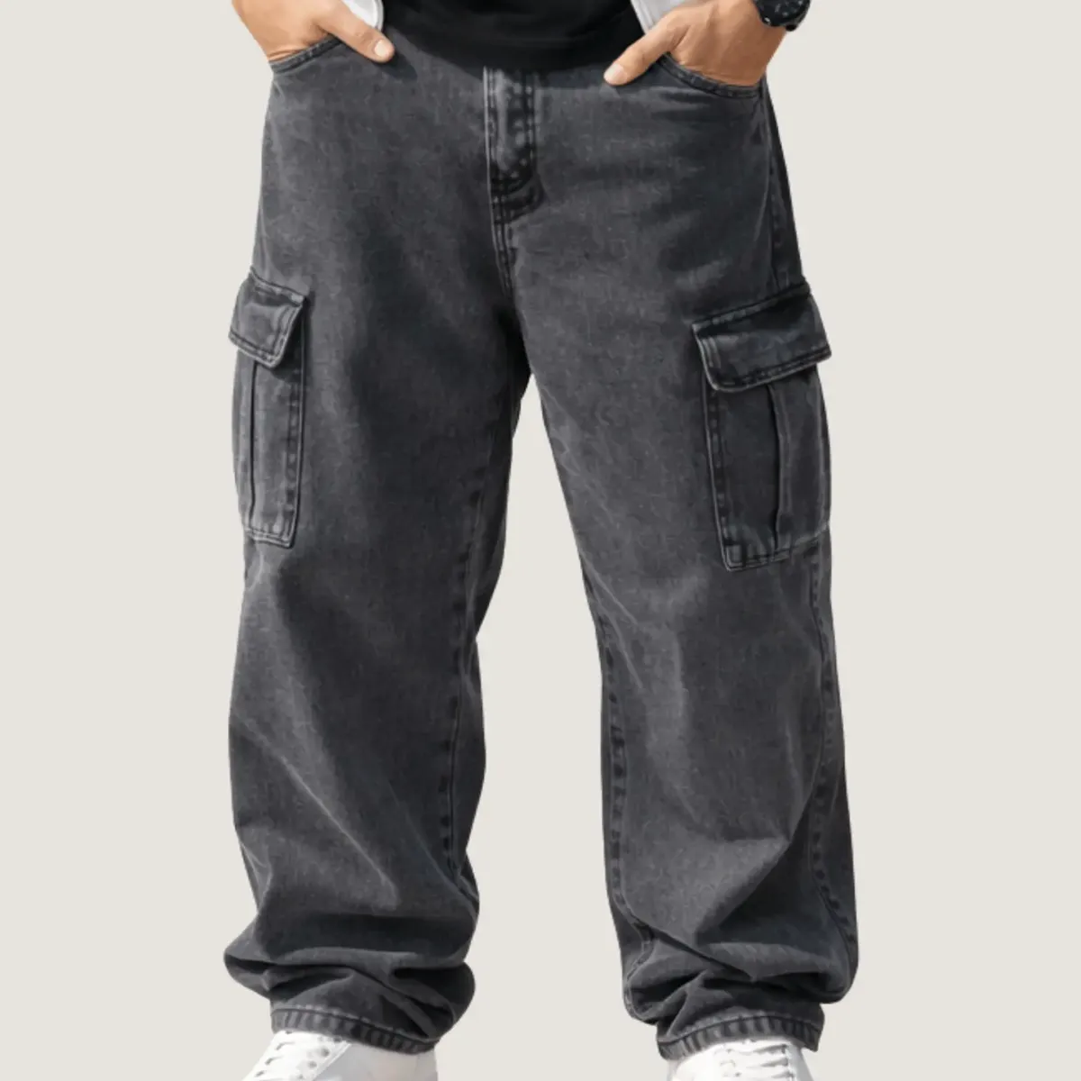Calça Cargo Cinza Grafite Bolso Lateral Skatista Streetwear