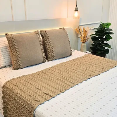 Kit Peseira Manta Tricot Cama Queen Aconchego + 2 Capas 45cm