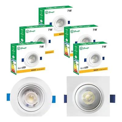 Kit 10 Spot Luminária 7w Qd Rd Frio 6500k Quente 3000k