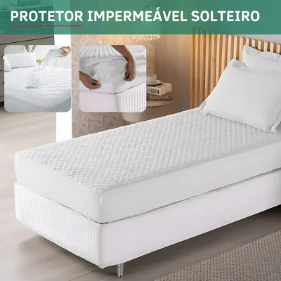 Protetor De Colchão Impermeável Solteiro Matelado Resistente A Líquidos Antiácaro Antialérgico Branco