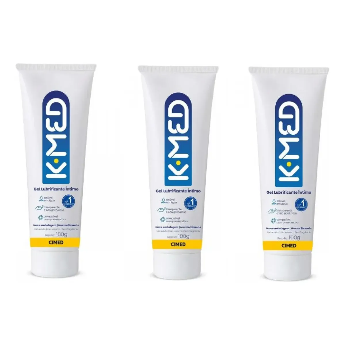 Kit 3 Unidades Gel Lubrificante K-med 100g Neutro Base Dágua