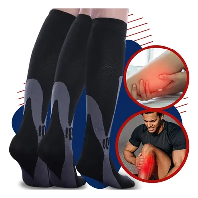 Kit 3 Pares Meia Compressão Masculina Academia Corrida Bike