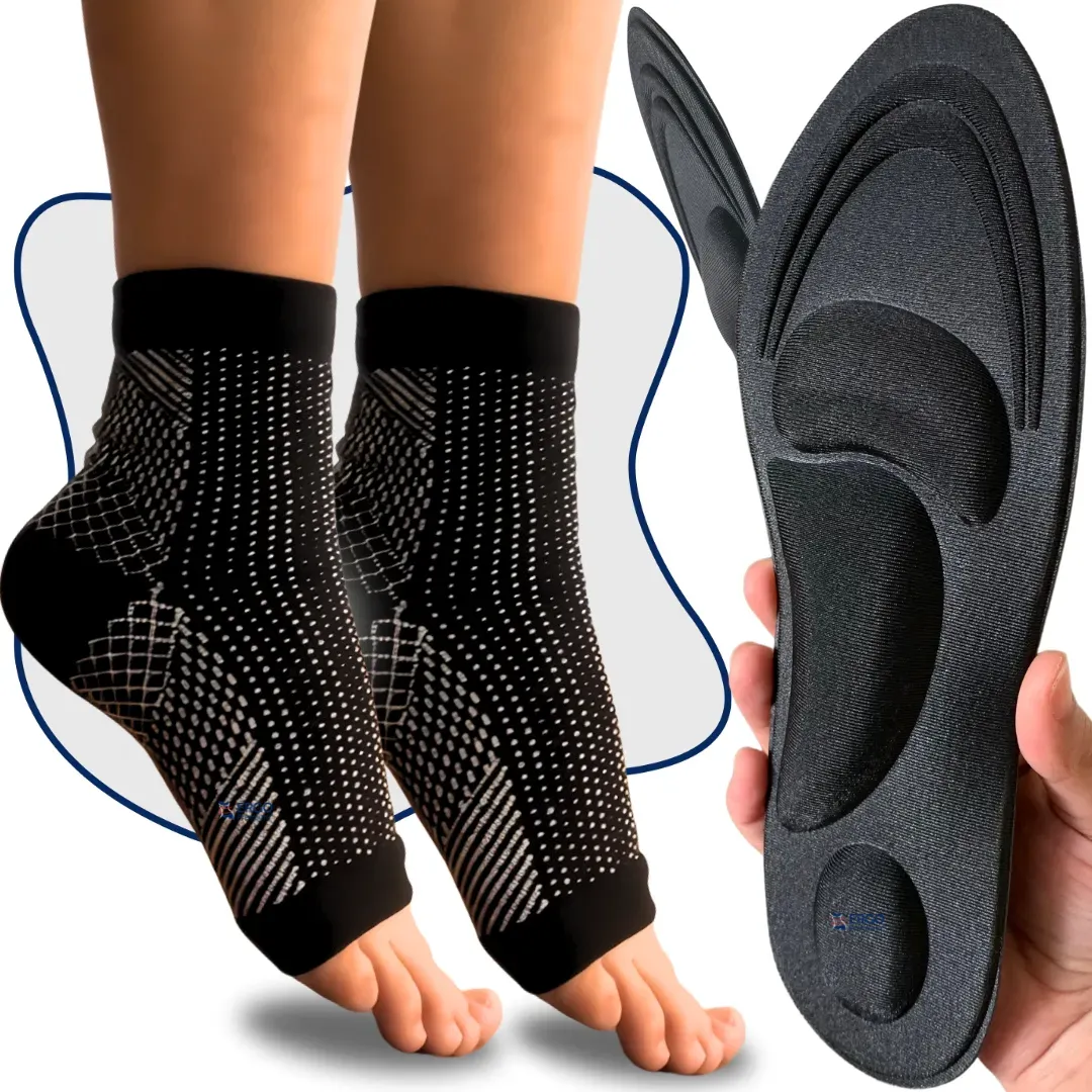 Combo Meia Ortopédica Alívio Inchaço + Palmilha Macia 4d
