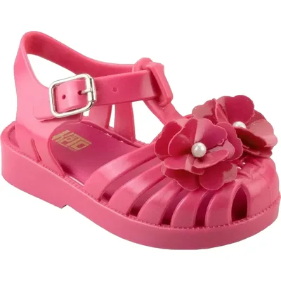Sandália Infantil Mel Com Aplique De Flor Pink Keto
