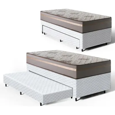 Cama Box Com Auxiliar Solteiro + Colchão De D33 Millenium