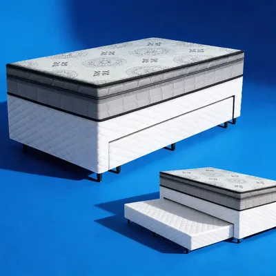 Cama Box Com Auxiliar Solteiro + Colchao De Espuma D33 Anjos