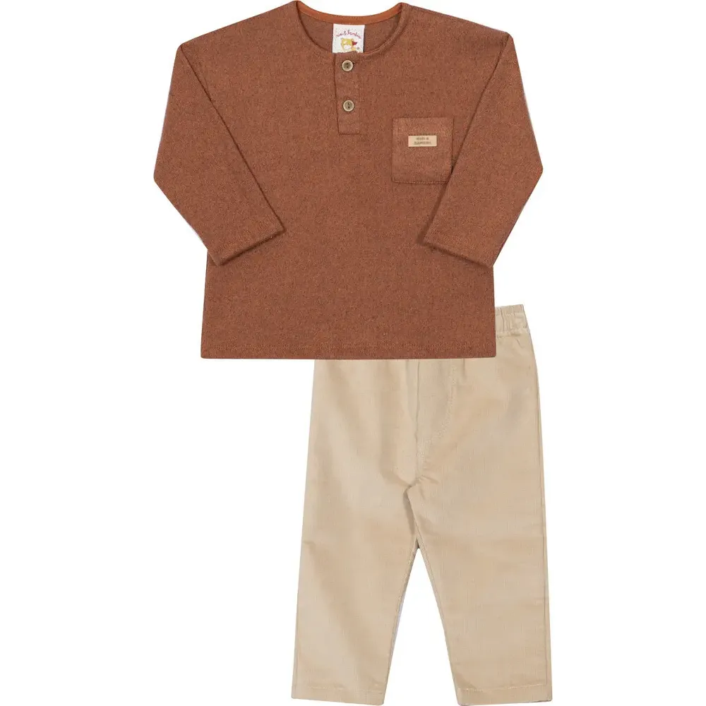 Conjunto Meia Estação Menino Nini&bambini Social Marrom