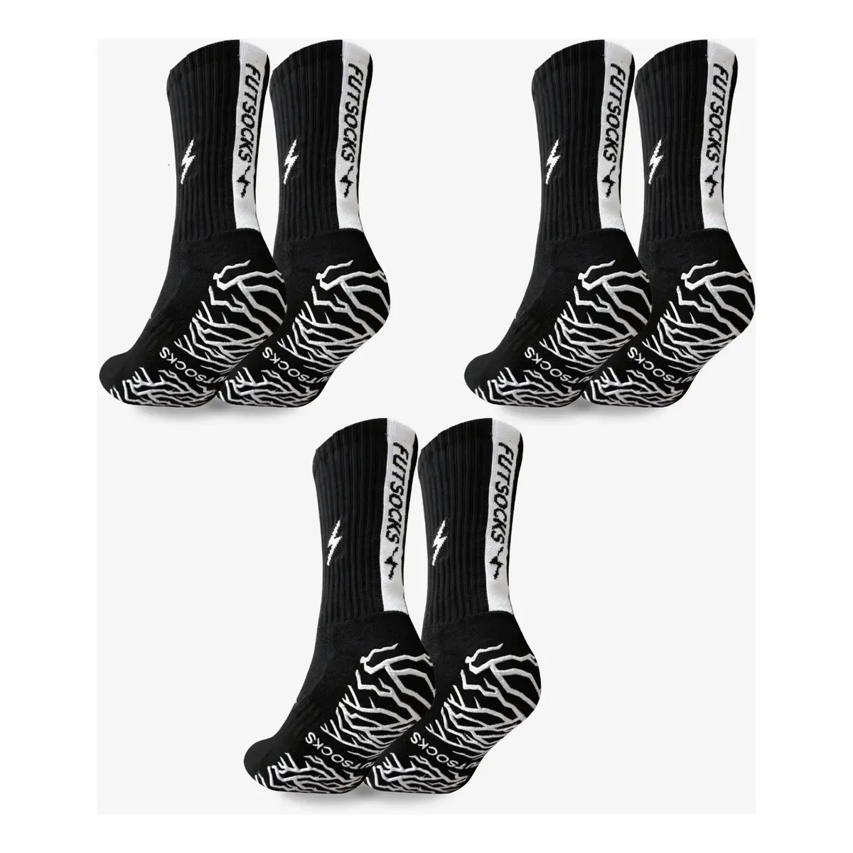 Kit 3 Pares Meia Esportiva Antiderapante Futebol Meião Pro