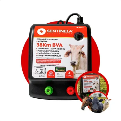 Eletrificador Cerca Elétrica Rural 38km Sentinela automaticamente