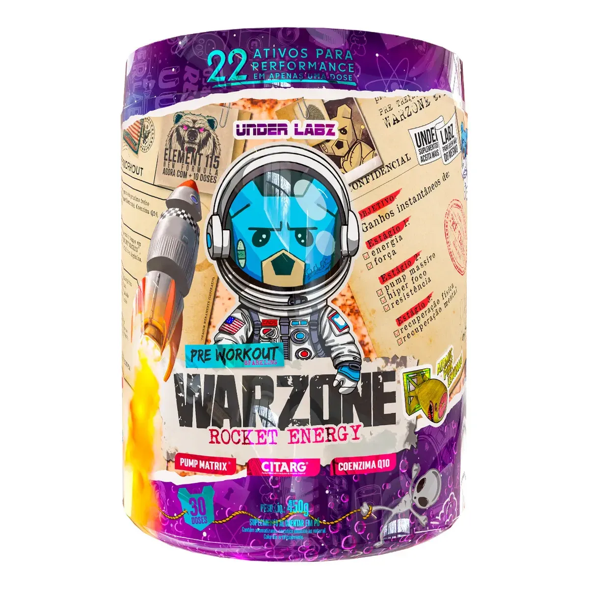 Warzone Rocket Energy 450g - Under Labz Sabor Atomic Pink Lemonade