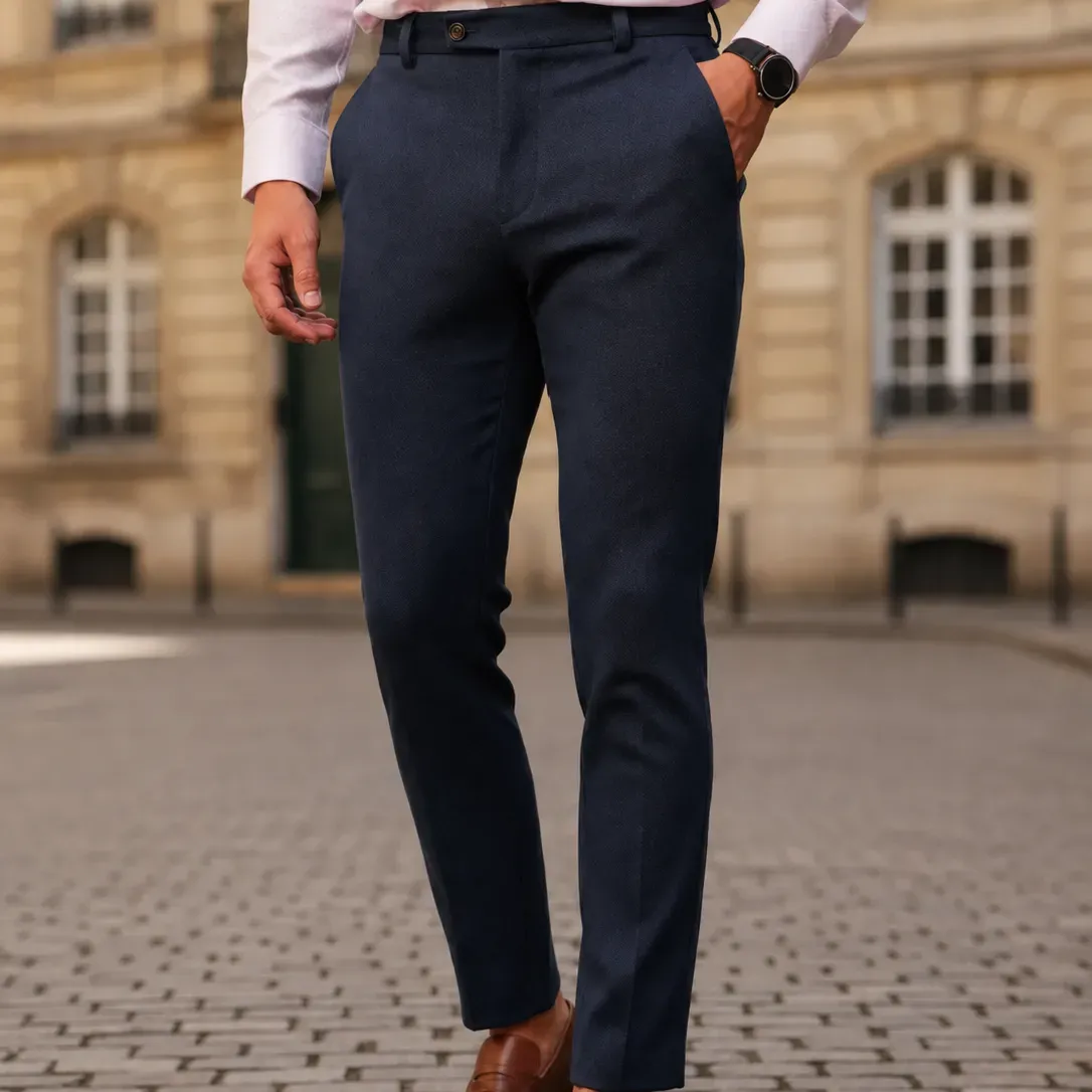 Calça Social Alfaiataria Masculina Malha Elastano Stretch