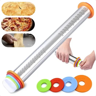 Rolo De Massa Ajustável Em Inox Anéis Nivelador Profissional Para Pães Pizzas Marca Ecomixshop