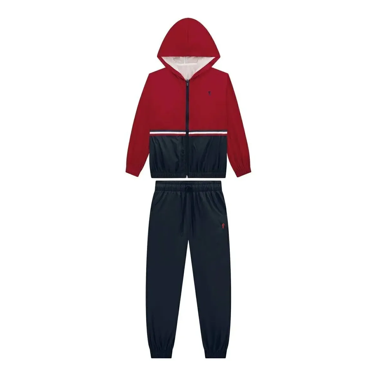 Conjunto Infantil Jaqueta Capuz Calça Nylon Onda Marinha