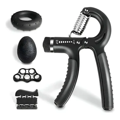 Kit Hand Grip 5 Pçs Exercício Aperto Dedos Mãos Punho Preto