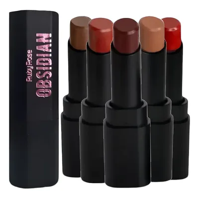 Kit 6 Batom Obsidian Cream Satin Hb7000 Ruby Rose Atacado Cor Variada