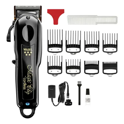 Máquina de barbear preta sem fio Whal Magic Clip, fusão e desbotamento perfeitos, cortador sem fio