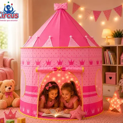 Barraca Infantil Cabana Tenda Festa Do Pijama Menina Criança Bebê Iglu Portátil Circus Rosa