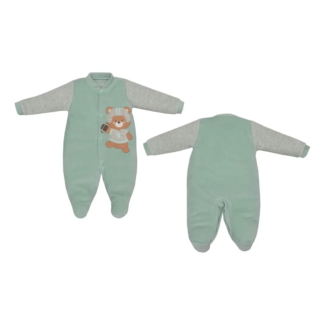 Macacão Bebe Plush Urso Baseball Day By Day Upi Uli