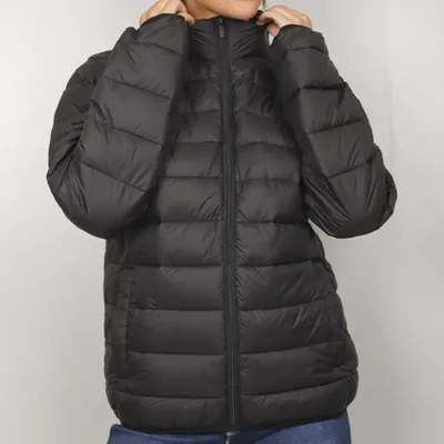 Jaqueta Feminina Puffer Nylon Impermeável Bobojaco Com Capuz