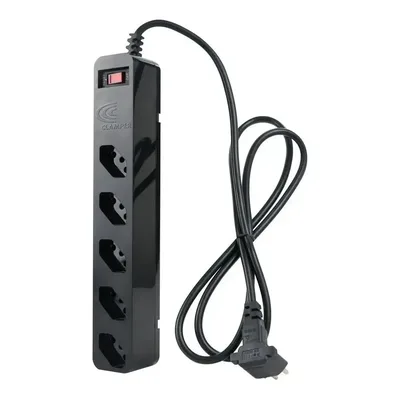 Filtro de Linha com Protetor de Surto DPS iClamper Energia 5 Tomadas 3 Pinos 10 Amperes com Tecnologia LCF Anti Raio Clamper Cor Preto
