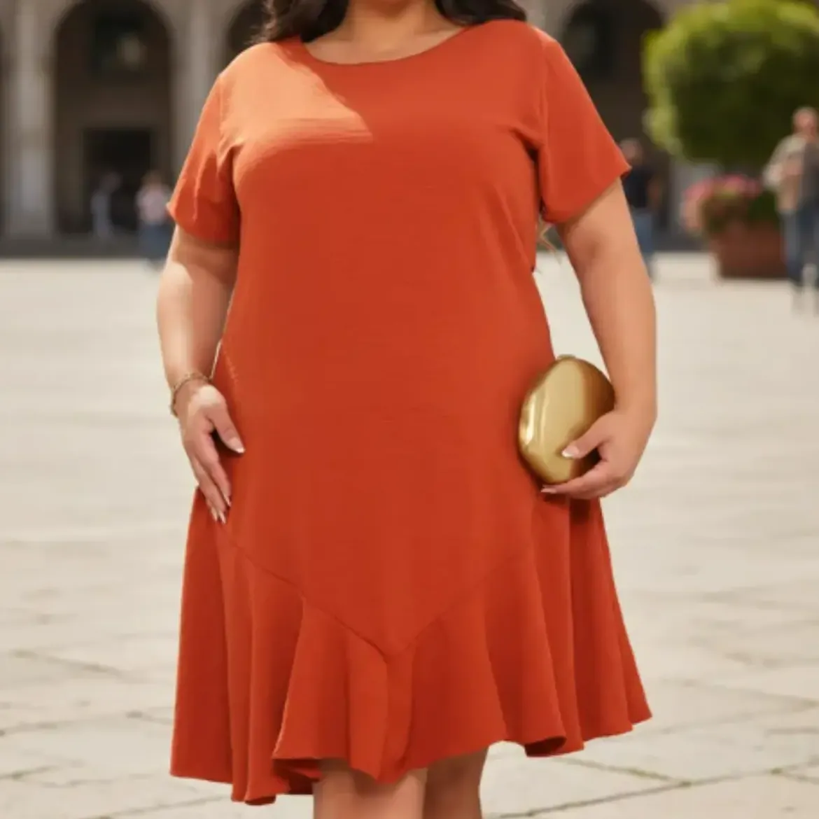 Vestido Midi Evasê Plus Size Evangélica Gg G1 G2 Crepe