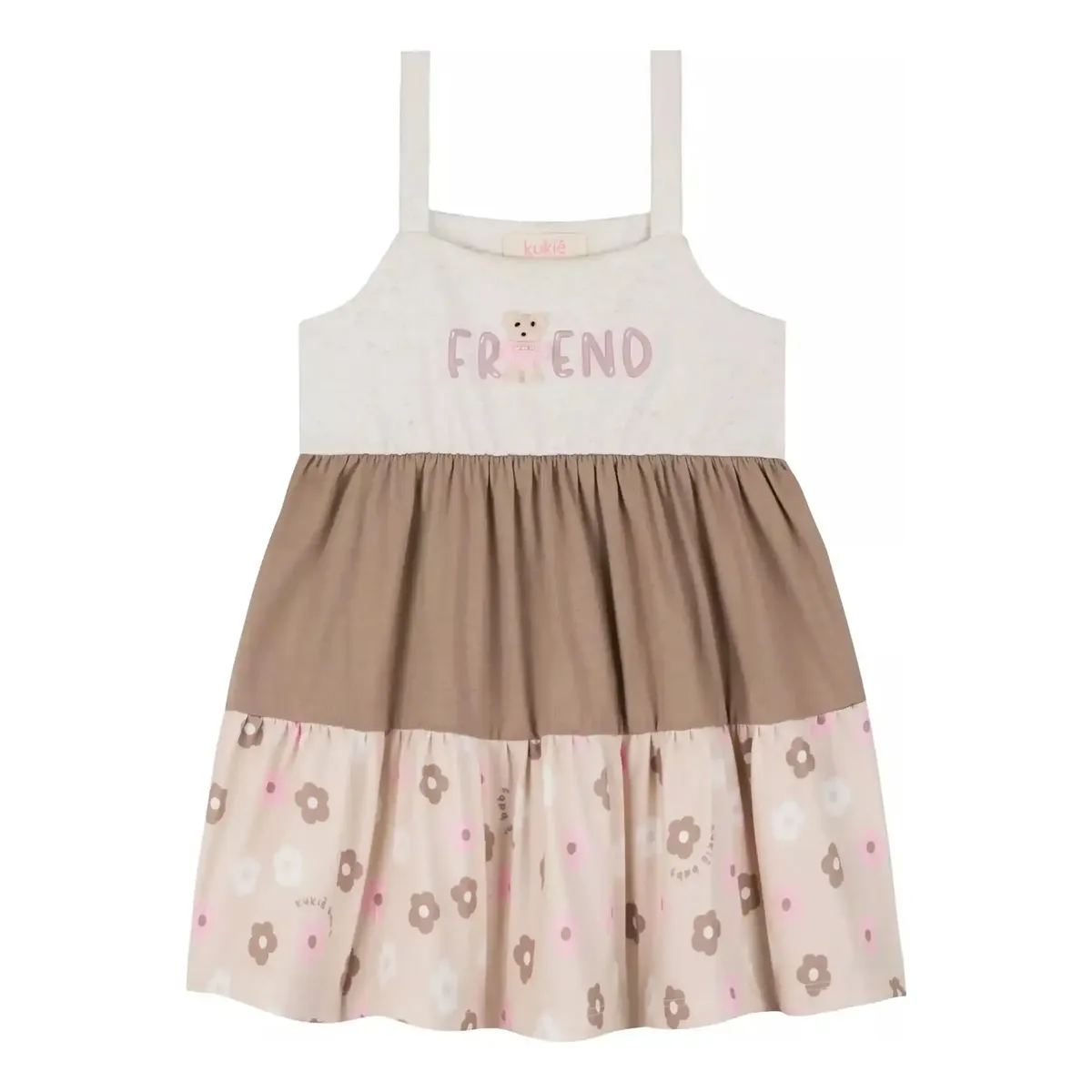Vestido Infantil De Alça Em Malha Ursas 3 Marias Kukiê