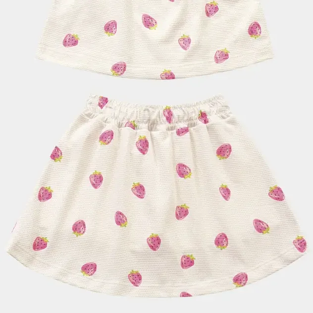 Conjunto Infantil Bata E Short Saia Em Malha Morangos Fakini