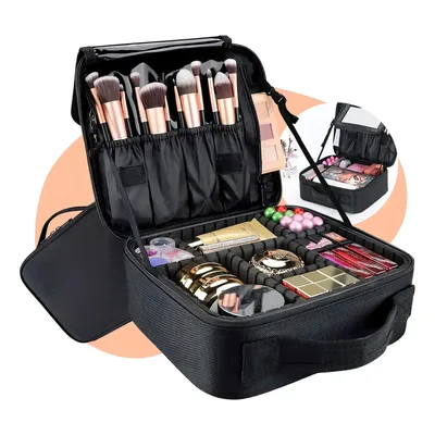 Maleta Organizadora Maquiagem Profissional Mochila Make Com Divisórias Ajustáveis Bolsa Porta Cosméticos Pincéis Acessórios Resistente Portátil Para Viagem E Trabalho - Swave