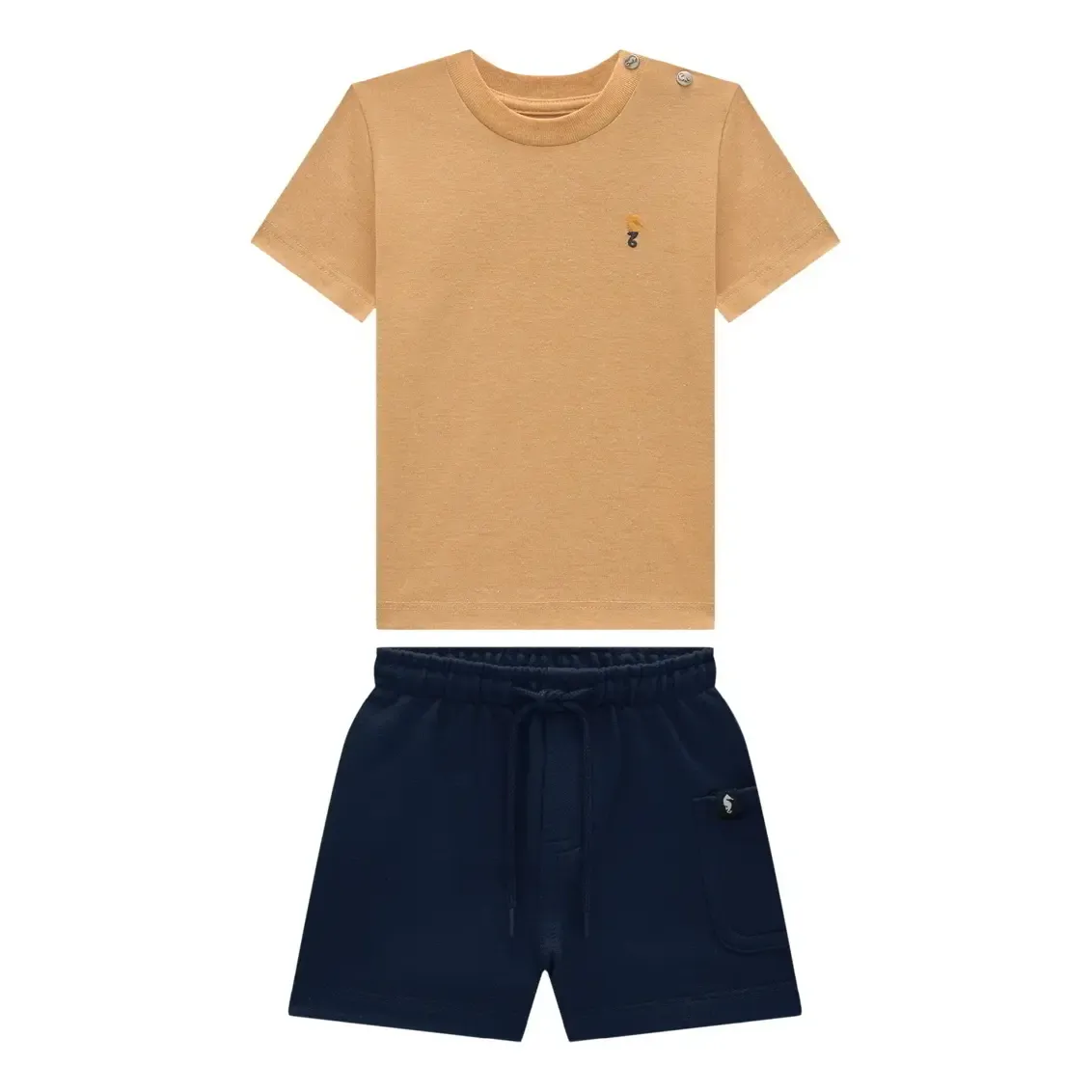 Conjunto Bebe Camiseta Malha Short Moletinho Onda Marinha