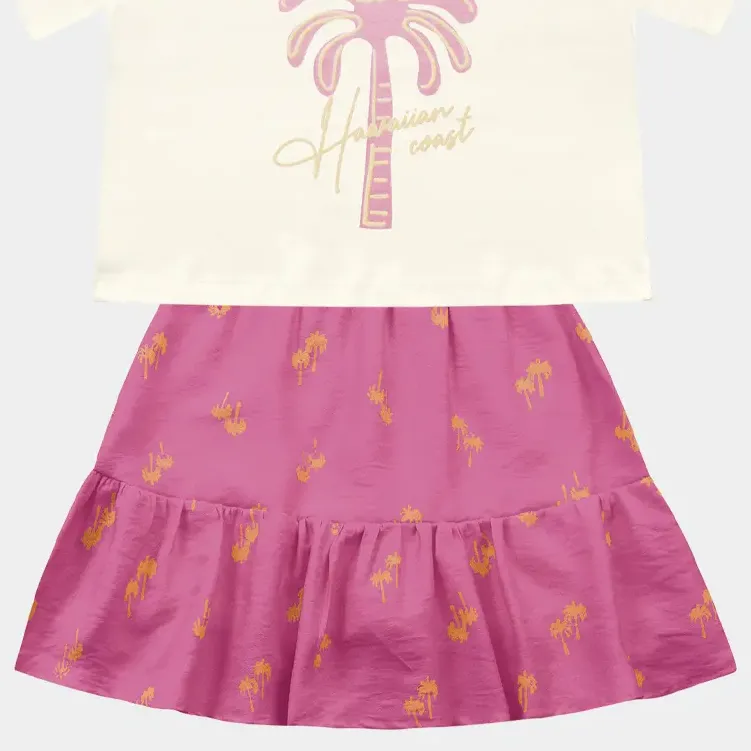 Conjunto Infantil Blusa Malha Saia Tecido Fakini