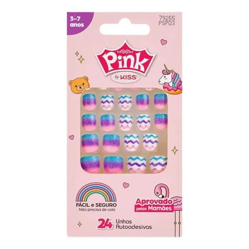 Unhas Postiças Infantil - Pink - Kiss New York