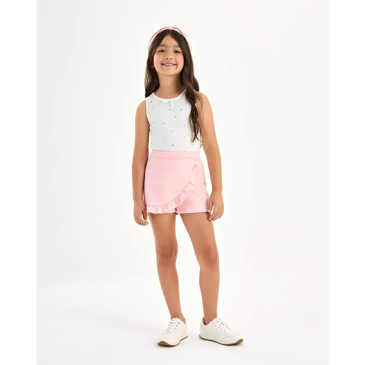 Conjunto Infantil Regata Cotton Short Saia Moletinho Somnii