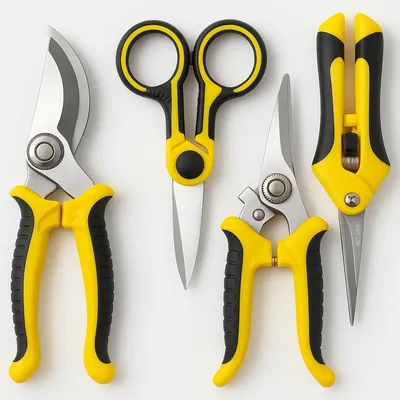 Kit Com 4 Tesouras De Poda Para Jardinagem Colheita De Fruta