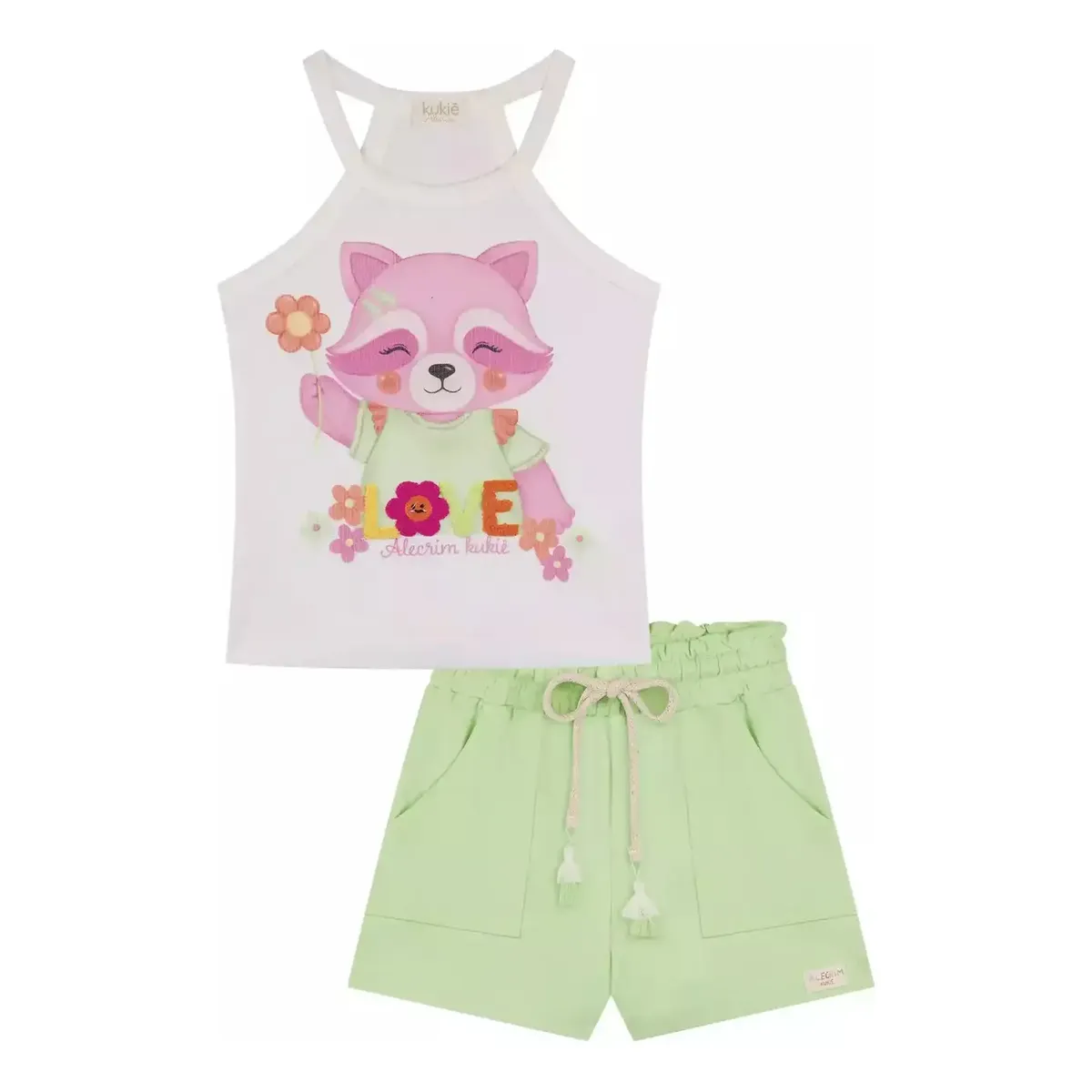 Conjunto Regata Canelada Raposa Short Molevisco Kukiê