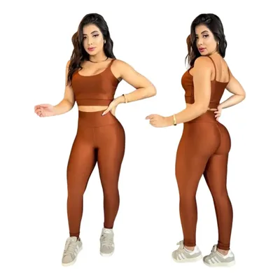 Top Com Calça Academia Feminino Fitness Legging Conjunto