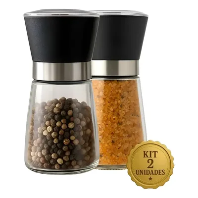 Kit 2 Moedores De Sal Grosso E Pimenta Do Reino Em Aço Inox Boa Dica®