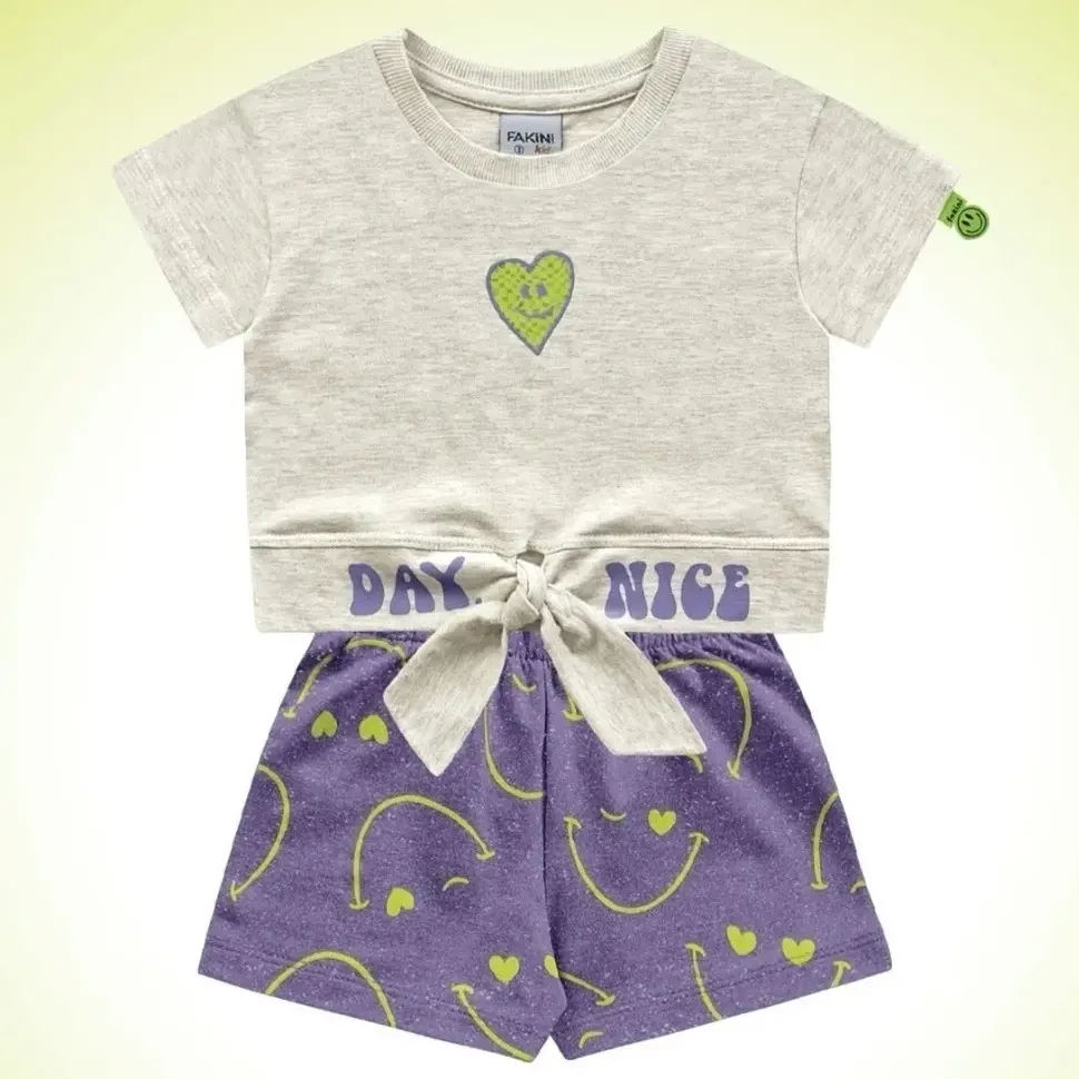 Conjunto Infantil Blusa Malha Short Moletinho Fakini
