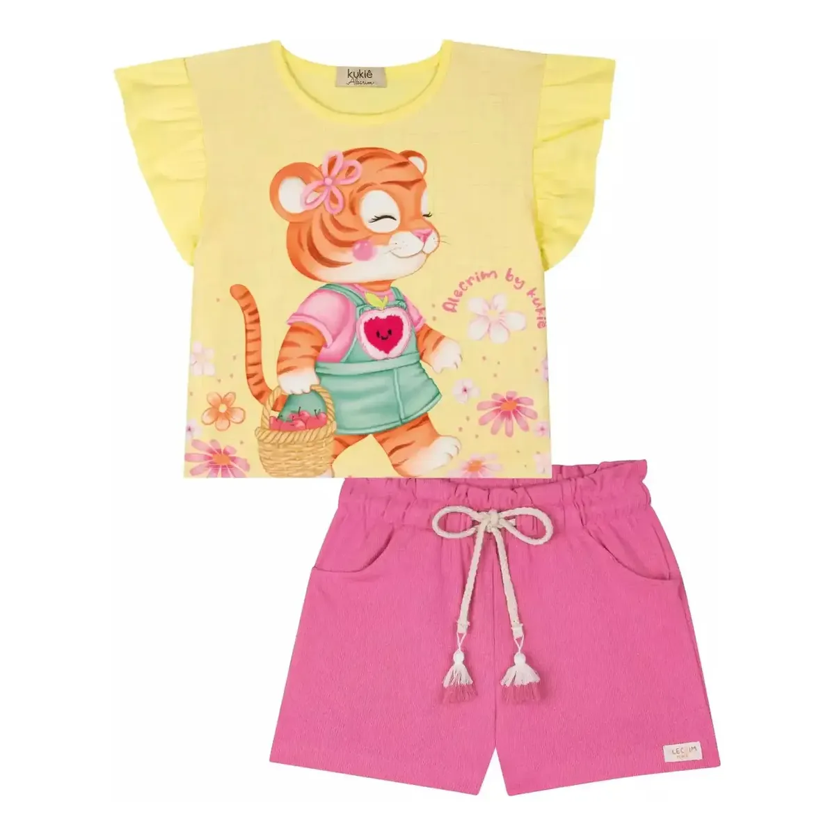 Conjunto Infantil Blusa Boxy Short Waffle Kukiê Alecrim