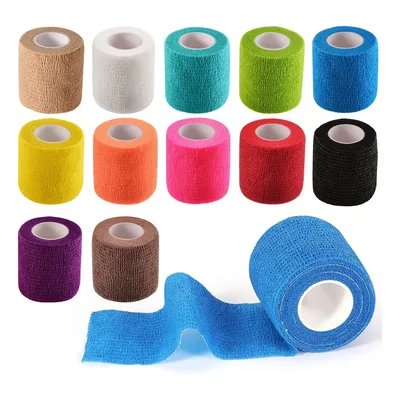 Kit 12 Bandagem Adesiva Flexível 5cm Esportiva Colorida